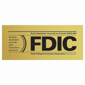 FDIC Wall Sign - Gold/Black screened letters