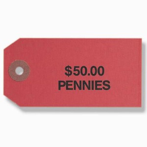 Coin Bag Tag - Pennies/$50/Red