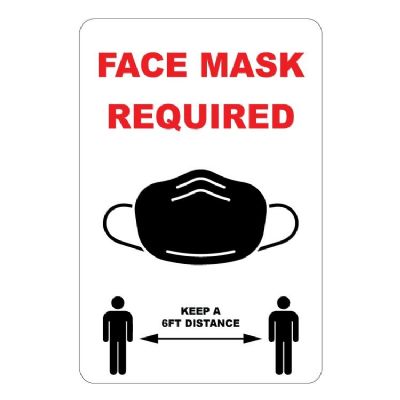 Face Mask Required, Social Distance Wall Sign