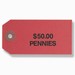 Coin Bag Tag - Pennies/$50/Red
