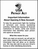 Patriot Act Sign w/ Flag (Important Information)