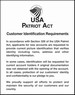 Patriot Act Sign w/ Flag (Customer Identification)